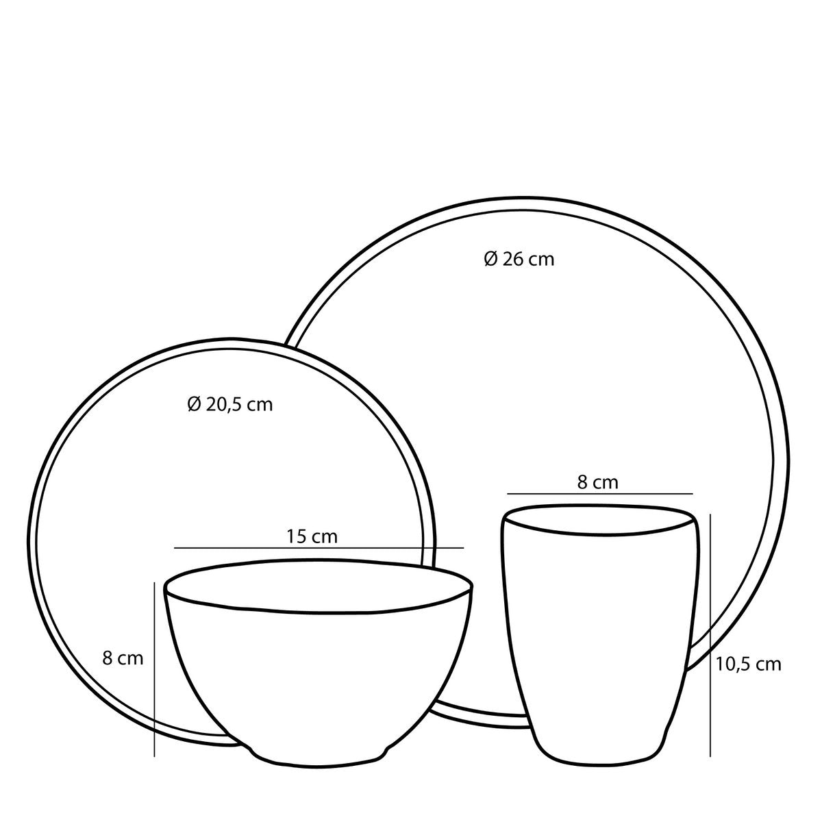 Tabo Serviesset Grijs - Complete Set voor 4 Personen
