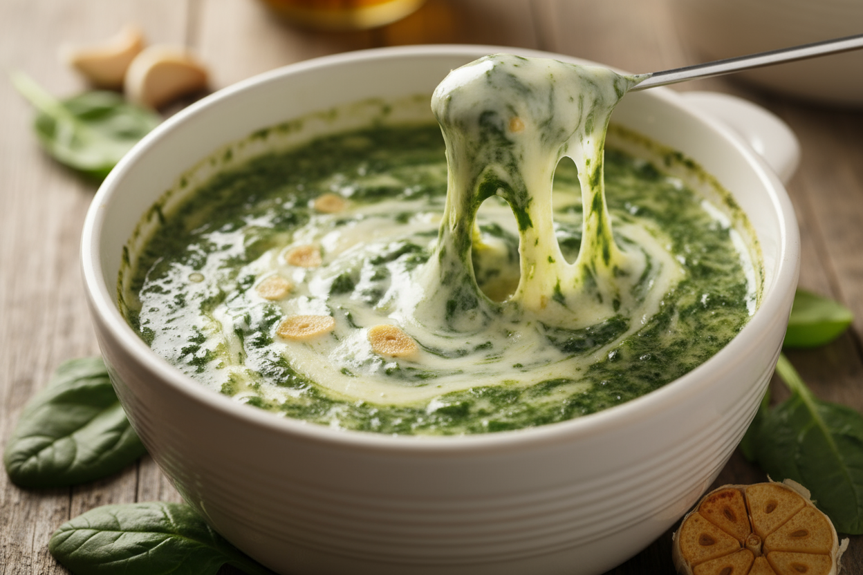 Kaasfondue met Spinazie & Knoflook