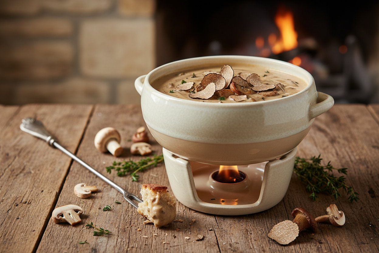 Romige Fondue van Paddestoelen en Truffel