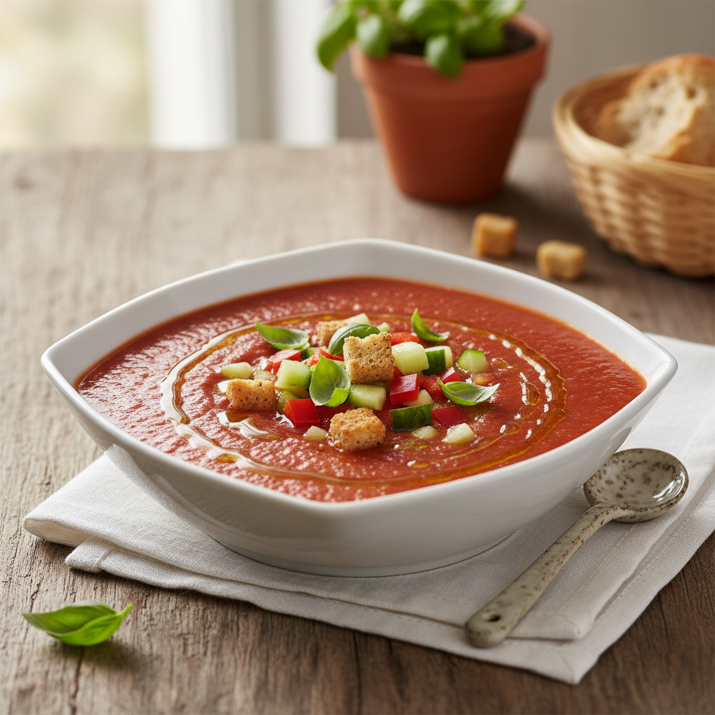 Spaanse gazpacho - koude tomatensoep vegetarisch