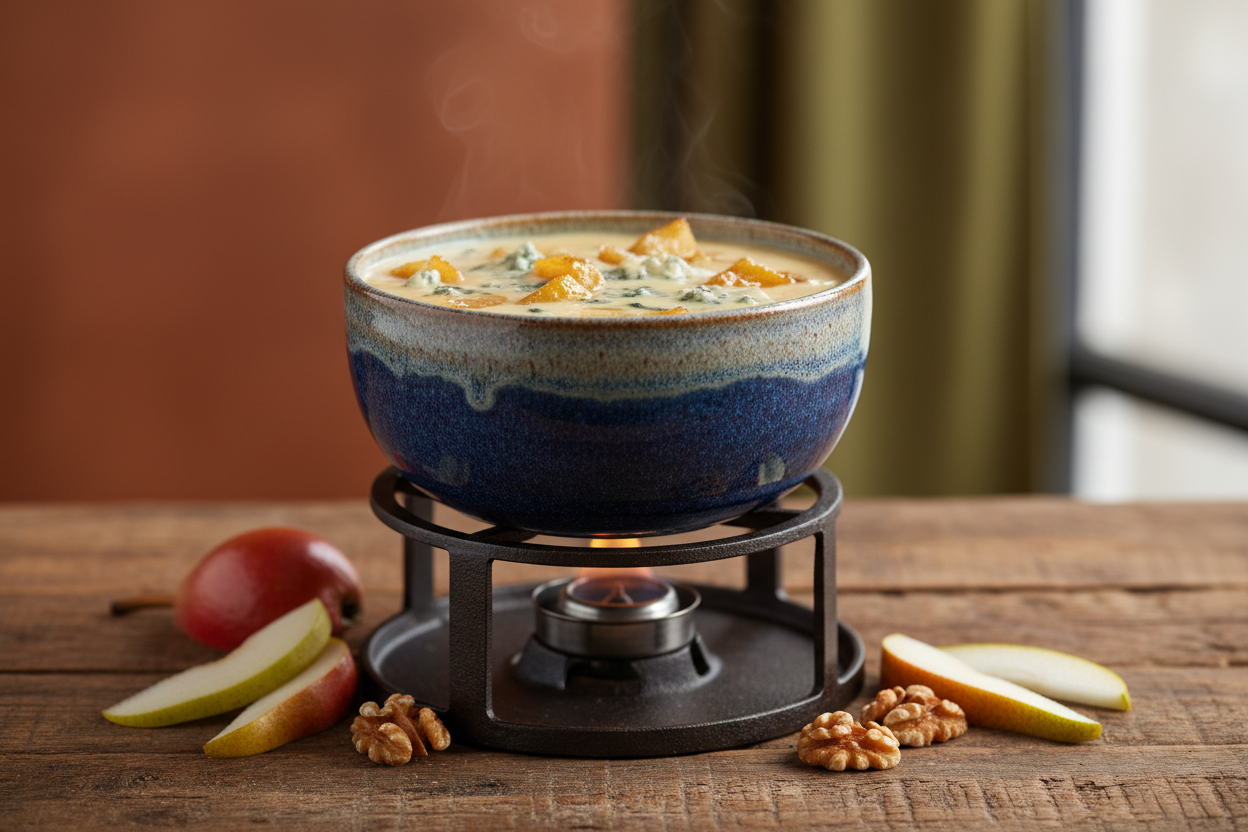 Fondue van Blauwe Kaas & Peer