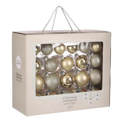 Kerstballen Set Champagne - 42 Stuks Glas Ø7cm Elegant Goud