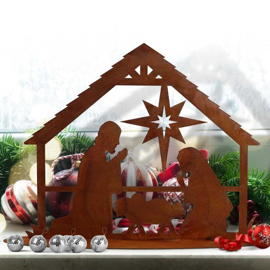 Metalen Kerststal Roest - Decoratieve Kerstdecoratie