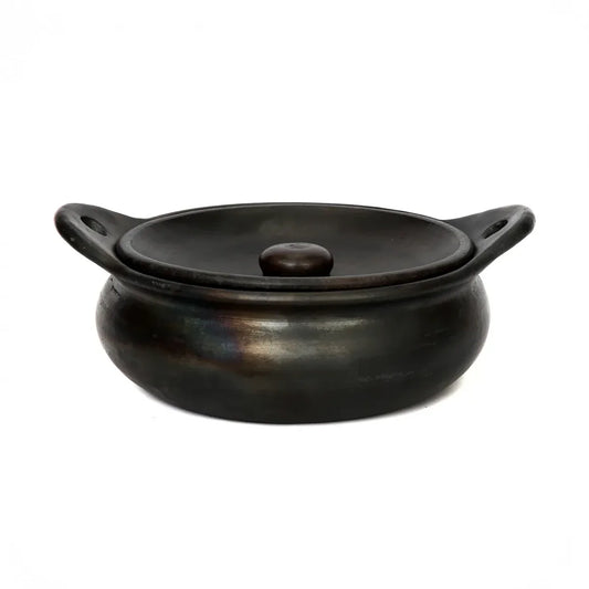 Burned Serveerpot - Zwart Keramiek met Deksel