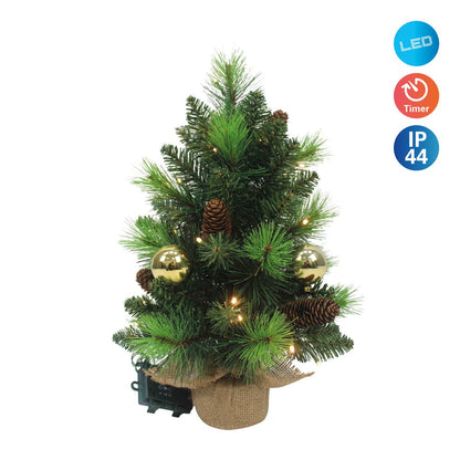 LED Kerstboom 'Noel' voor Buiten - Groen-Goud met Verlichting