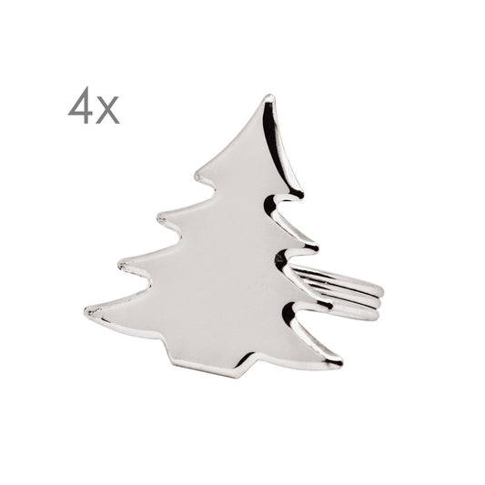 EDZARD Kerstboom Servetringen Verzilverd - Set van 4 Stuks
