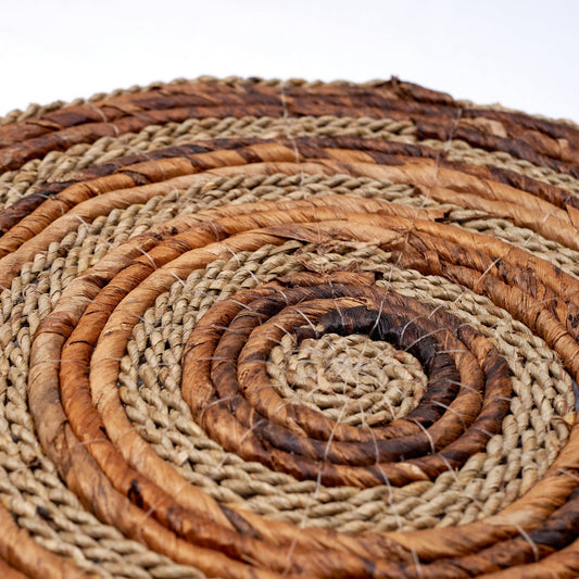 MATARAM Banaanvezel Placemats - Rond Zeegras 38cm Set
