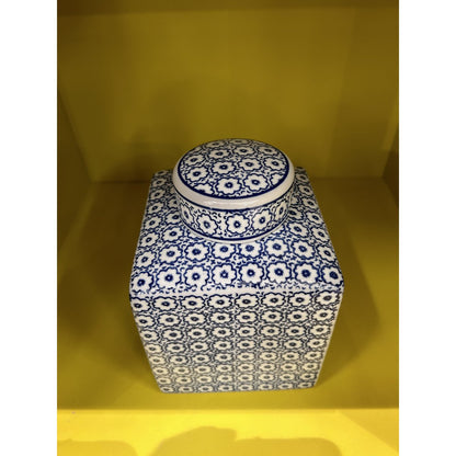 Vierkante Delfts Blauwe Vaas - Moderne Klassieke Stijl