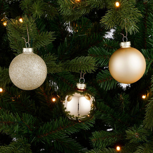 Kerstballen Set Champagne - 42 Stuks Glas Ø7cm Elegant Goud