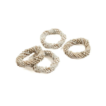 Kralen Servetringen - Wit Elegant Set van 4