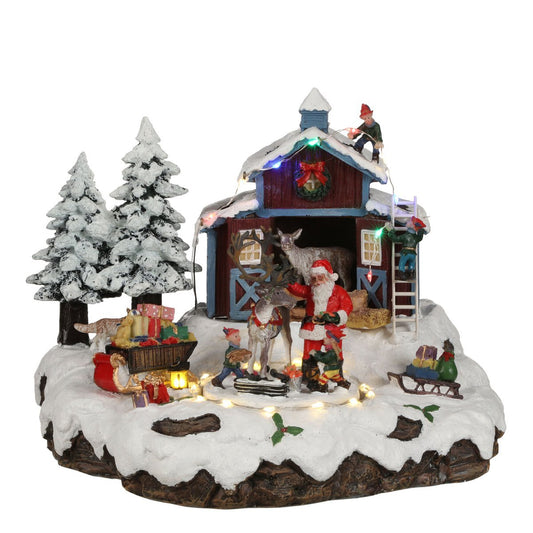 LuVille Kerstdorp - Santa's Werkplaats met Draaiend Plateau & LED