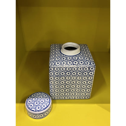 Vierkante Delfts Blauwe Vaas - Moderne Klassieke Stijl