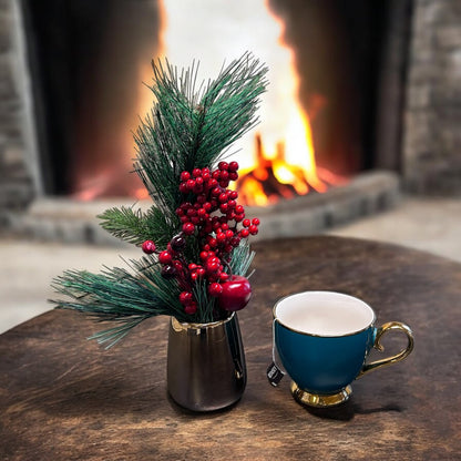 Luxe Kerstbloemstuk - Zijden Kunstbloemen 45cm