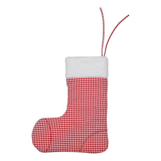 Kerst Familiekous Rood Geruit - Velours met Bont - 38 cm