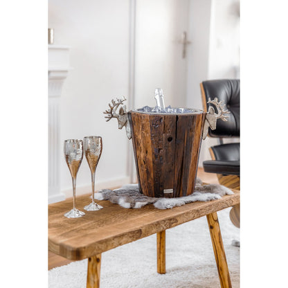 Exclusieve Champagnekoeler Milwaukee - Teak Hout met RVS