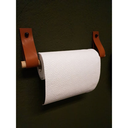 Stoere Keukenrolhouder - Handgemaakt Leer Wandmontage