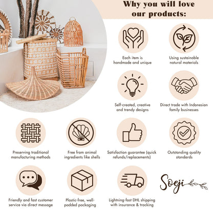 TUBAN Witte Designvaas - Klei Rotan Ø23cm Klein