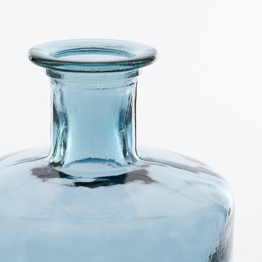 Guan Glazen Flesvaas Blauw - Duurzaam Gerecycled Glas