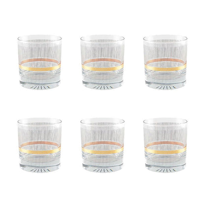Luxe Zwart-Gouden Whisky Glazen Set - 6 Stuks | Premium Design