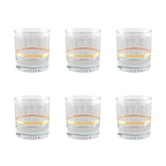Luxe Zwart-Gouden Whisky Glazen Set - 6 Stuks | Premium Design