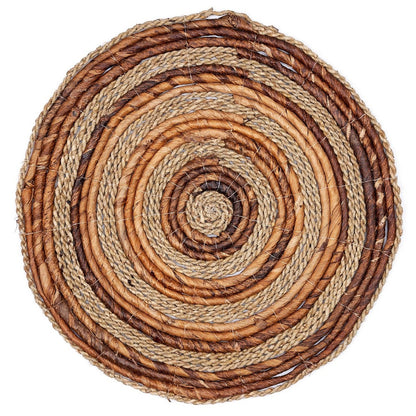 MATARAM Banaanvezel Placemats - Rond Zeegras 38cm Set