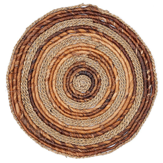 MATARAM Banaanvezel Placemats - Rond Zeegras 38cm Set