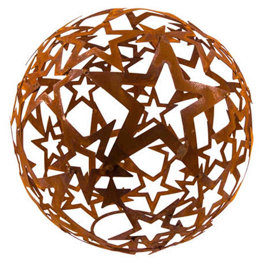 Kerstdecoratiebal Sterren - Metalen Roestige Tuinbal Vintage
