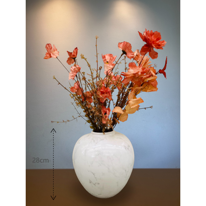 Vintage Zijden Bloemstuk - Amerikaans Porseleinen Gemberpot