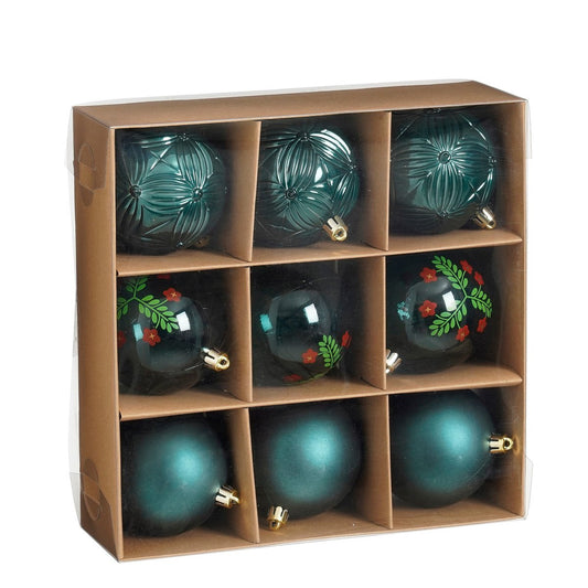 Luxe Kerstballenset Groen - 9 Stuks Ø8 cm Onbreekbaar