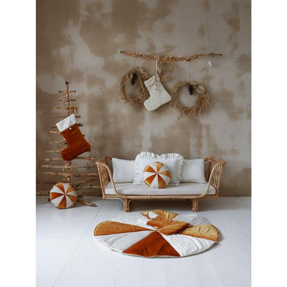 Kerst Familiekous Gold Candy - Velours met Bont - 38 cm