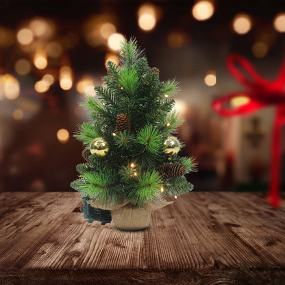 LED Kerstboom 'Noel' voor Buiten - Groen-Goud met Verlichting