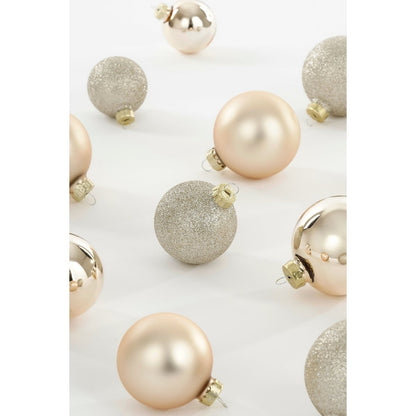 Luxe Glazen Kerstballenset Crème - 26 Stuks - Ø5-7 cm