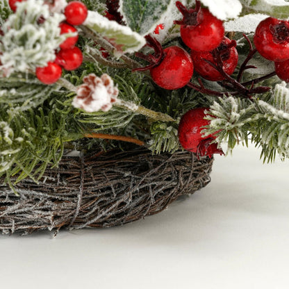 Belfort Kerstkrans Groen met Sneeuw - Ø40 cm