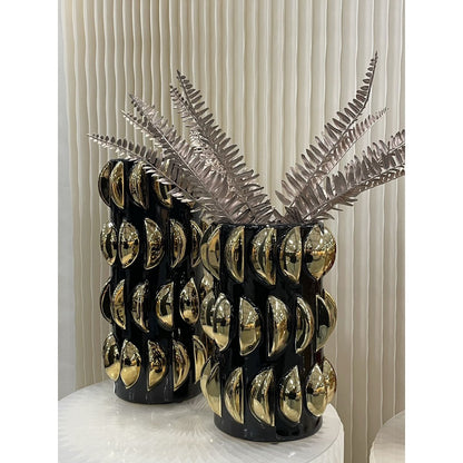 Luxe Vaas Zwart-Goud - Stijlvolle Contrast Decoratie