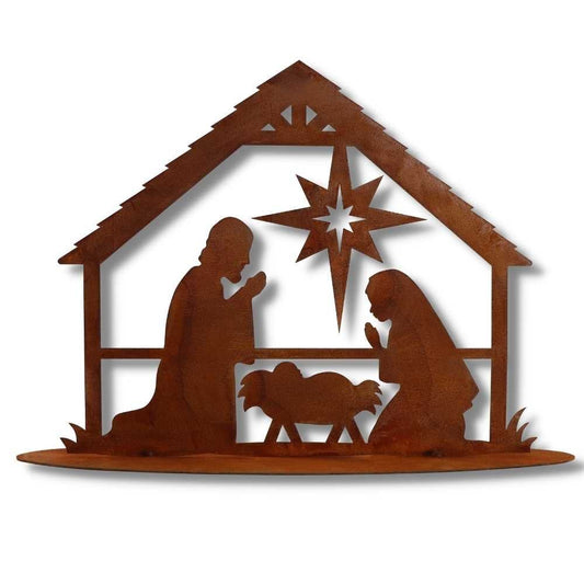Metalen Kerststal Roest - Decoratieve Kerstdecoratie