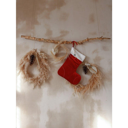 Kerst Familiekous Red Candy - Velours met Bont - 38 cm