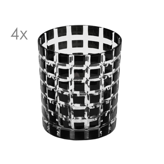 Marco Zwarte Kristal Glazenset - Handgeslepen Luxe 4-delig