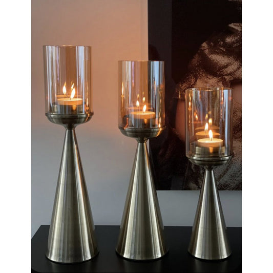 Glazen Kandelaar Goud S - Luxe Kaarsenhouder 39cm