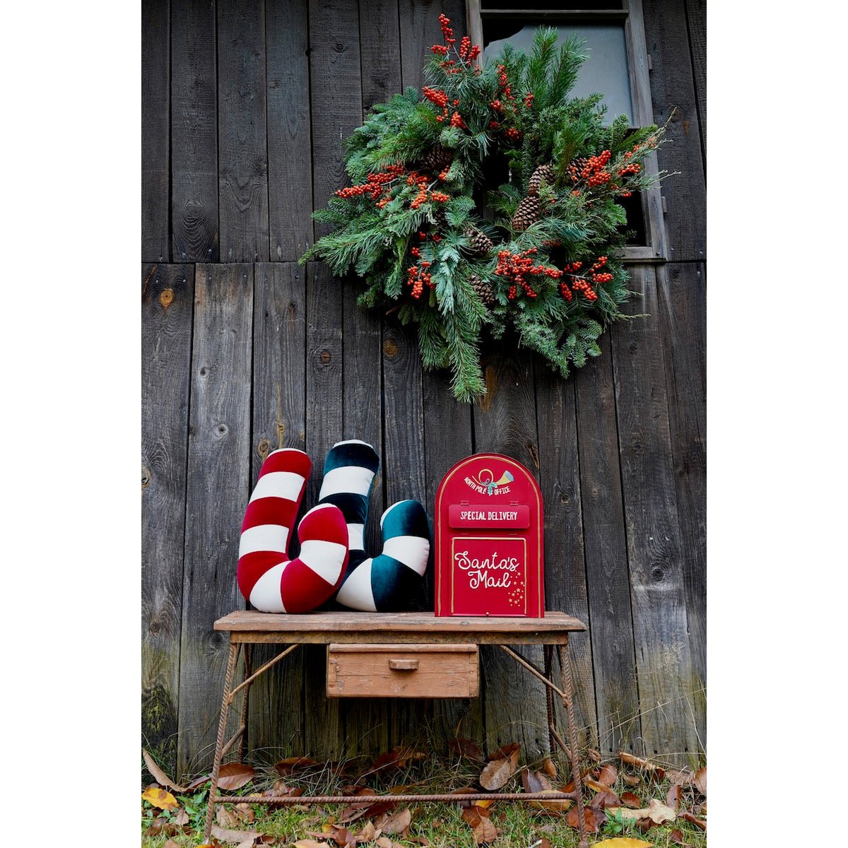 Kerst Patchwork Kussen Rood - Red Lollipop Vorm