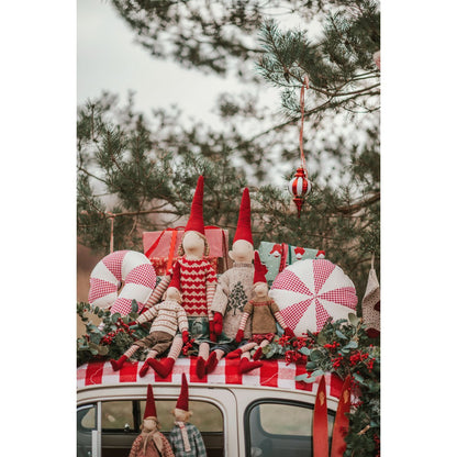 Kerst Patchwork Kussen Rood Geruit - Lollipop Vorm