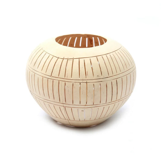 Coconut Stripe Kaarsenhouder - Tropische Upcycling Natuurlijk