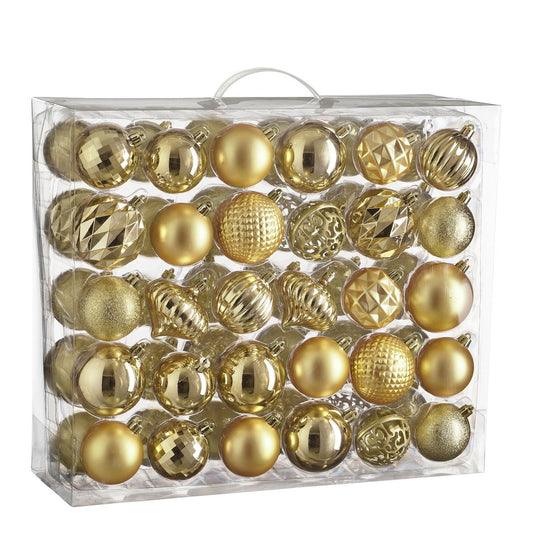 Luxe Kerstballenset Goud - 60 Onbreekbare Kerstballen