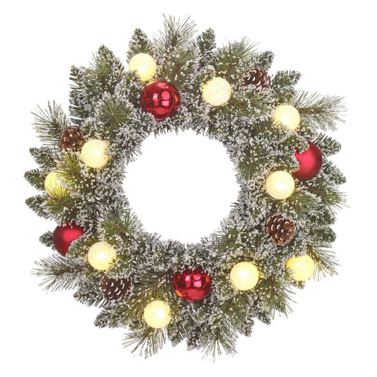 Kaprun Kerstkrans - LED Verlichting Ø45cm Frosted Rood Accent