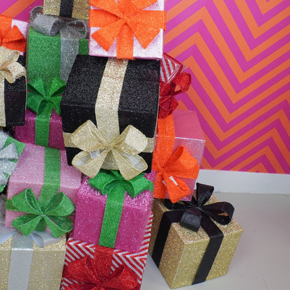 LED Kerstcadeaus Decoratie Roze-Groen - Set van 3 Stuks