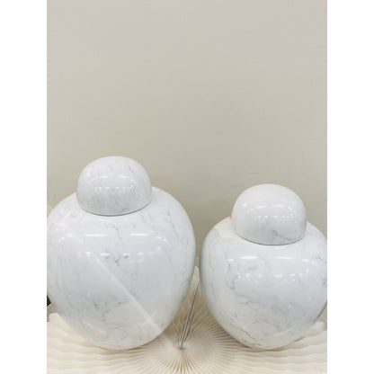 Vintage Zijden Bloemstuk - Amerikaans Porseleinen Gemberpot