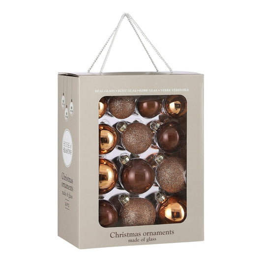 Kerstballen Set Bruin - 26 Stuks Glas Ø7cm Natuurlijke Tinten