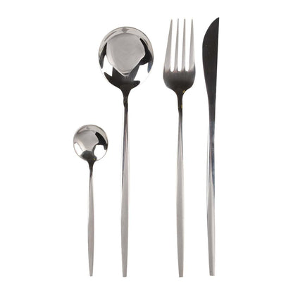 Zilver Glans Bestekset 24-delig - Klassieke Elegantie met Afgeronde Contouren