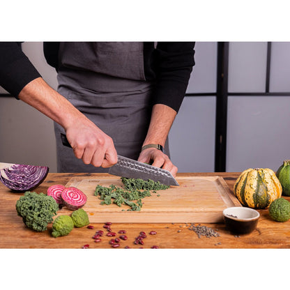 Bunka Santoku Mes - Japanse Precisie met Bamboe Elegantie