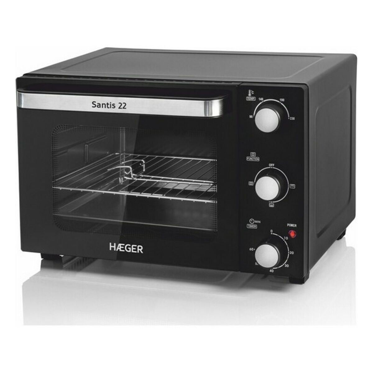 Haeger Santis Mini Elektrische Oven - 22L 1300W | Timer Zwart