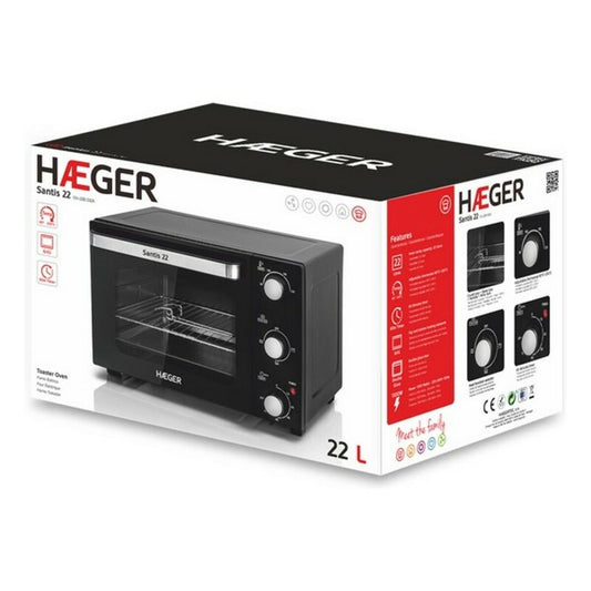 Haeger Santis Mini Elektrische Oven - 22L 1300W | Timer Zwart